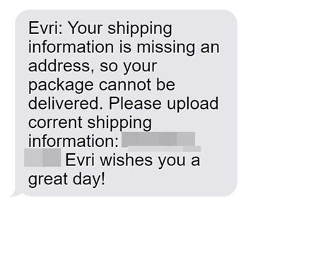 evri text missing address.